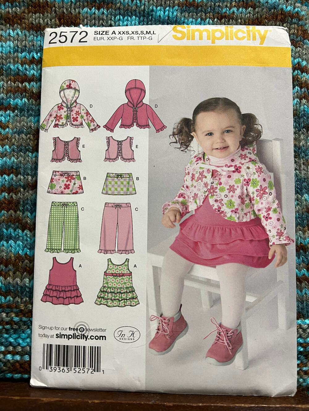 Simplicity Sewing pattern 2572 girls jacket top vest skirt ruffle dress